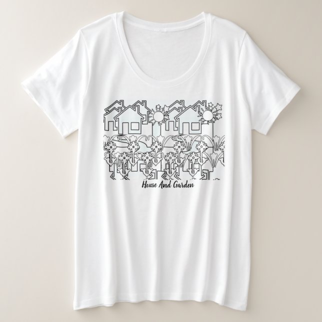 Camiseta Plus Size Casa E Jardim (Frente do Design)