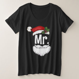 Camiseta Plus Size Casais Claus Correspondendo aos Papais noeis de pi