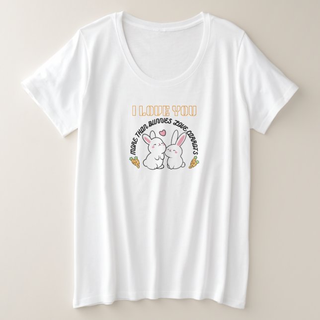 Camiseta Plus Size Casal de Coelhinhos (Frente do Design)