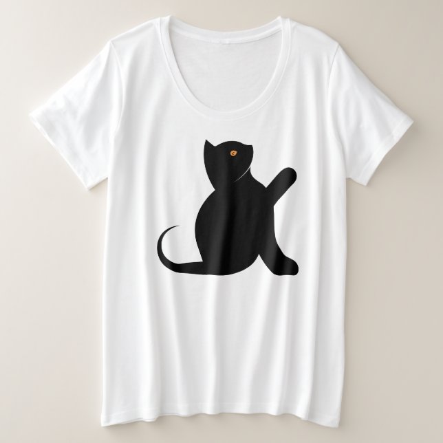 Camiseta Plus Size Cat Say Hello (Frente do Design)