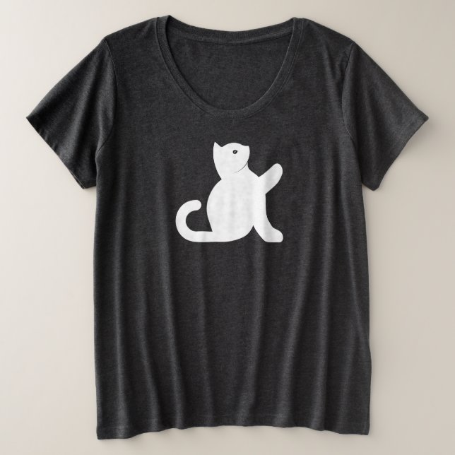 Camiseta Plus Size Cat Says Hello (Frente do Design)