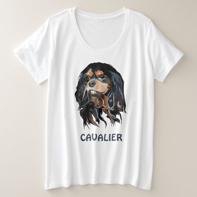 Camiseta Plus Size Cavaleiro Personalizado King Charles Spaniel (Frente do Design)