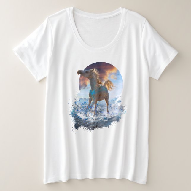 CAMISETA PLUS SIZE CAVALOS ÁRABES DA ILHA STELLAR (Frente do Design)