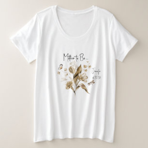 Camiseta Plus Size Chá de Bebê Boho Neutro para o Bebê que Está a Cam