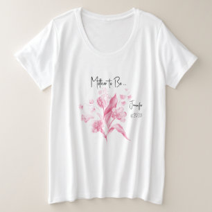 Camiseta Plus Size Chá de fraldas Rosa de Mãe a Ser Rapariga