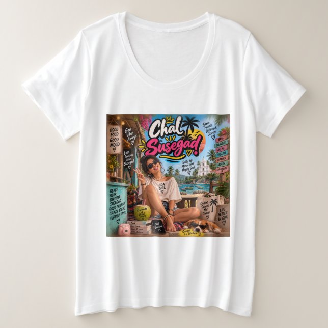 Camiseta Plus Size Chal Susegad! — Susegad é um Estilo de Vida (Frente do Design)
