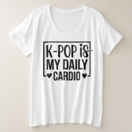 Camiseta Plus Size Chapéu de Balde 'K-POP É Meu Treino Diário de Card