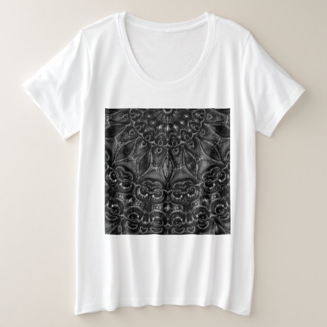 Camiseta Plus Size Charcarvão Mandala (Frente do Design)
