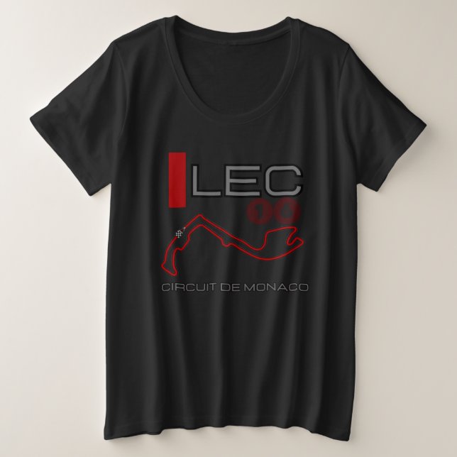 Camiseta Plus Size Charles Leclerc, Fórmula 1, Grande Prêmio de Mônac (Frente do Design)