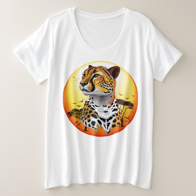 Camiseta Plus Size Cheetah African Feline Wild Animal (Frente do Design)