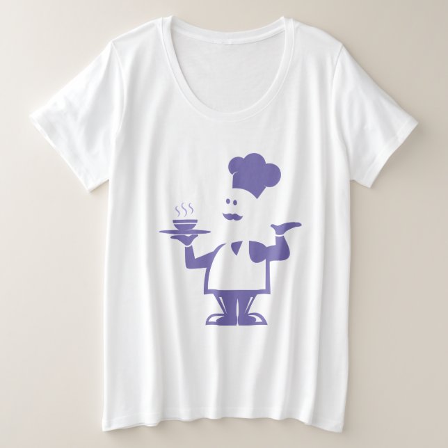 Camiseta Plus Size Chef segurando uma tigela de sopa (Frente do Design)