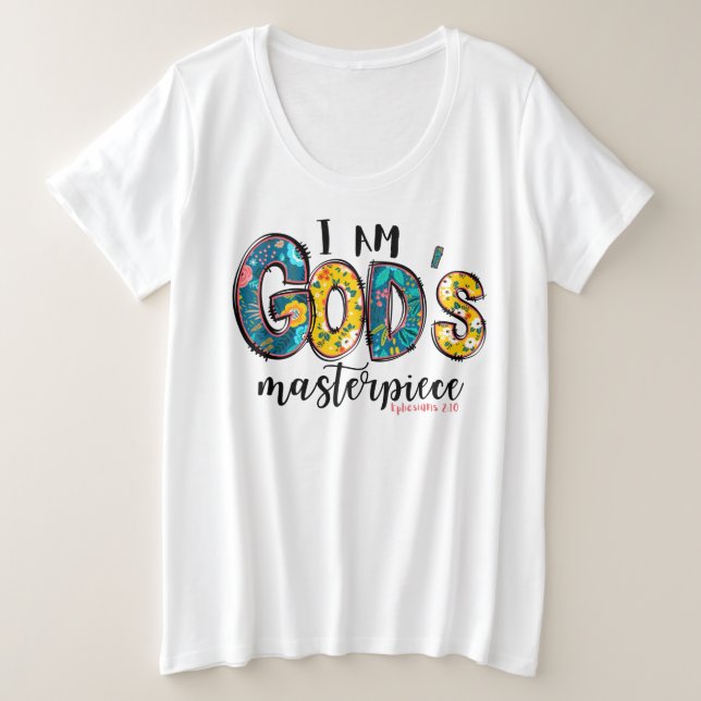 Camiseta Plus Size Christian I Am God's Masterícula  (Frente do Design)