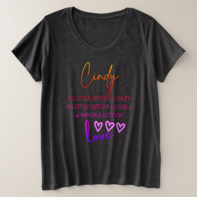Camiseta Plus Size Cindy Colorful Love (Frente do Design)