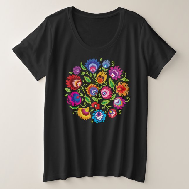 Camiseta Plus Size Círculo folclórico polonês  (Frente do Design)