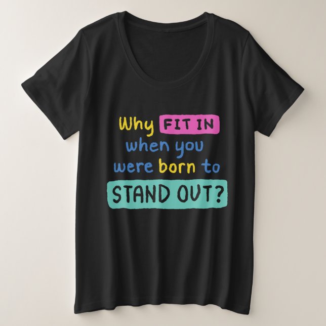 Camiseta Plus Size Citação colorida (Frente do Design)