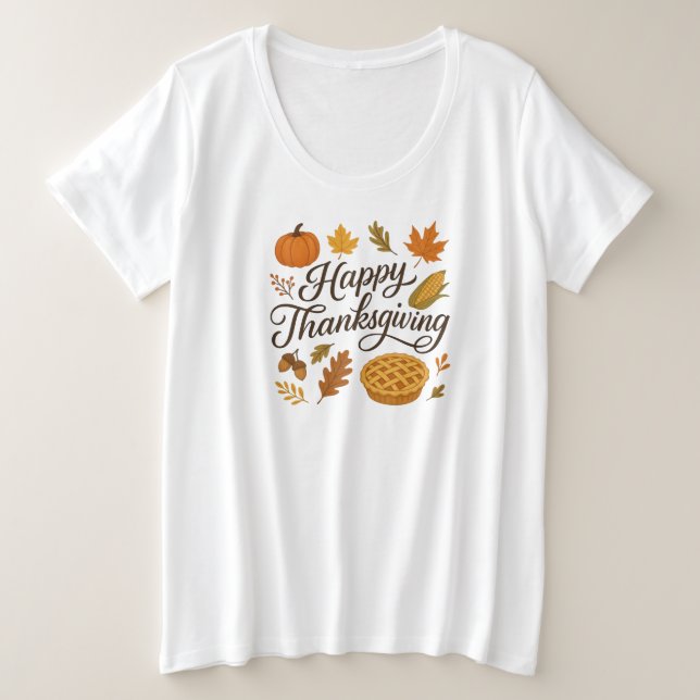 Camiseta Plus Size Classic Autumn/Thanksgiving  (Frente do Design)
