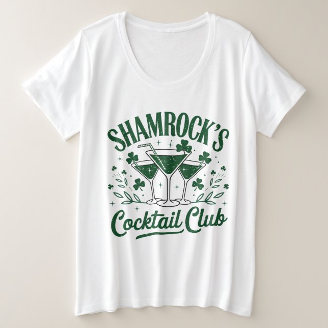 Camiseta Plus Size Clube Cocktail de Shamrock (Frente do Design)