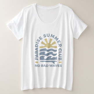 Camiseta Plus Size Clube de Verão Paradisíaco Ondas Retrô