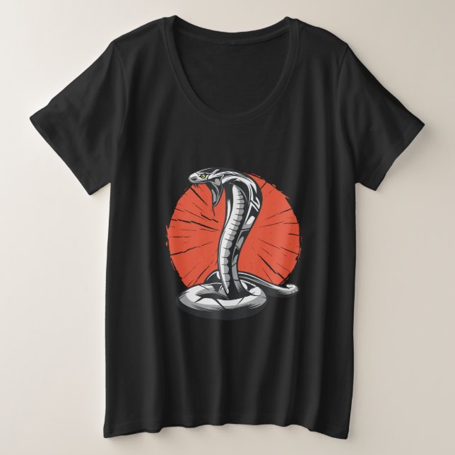 Camiseta Plus Size Cobra abre capô, cobra atacando (Frente do Design)
