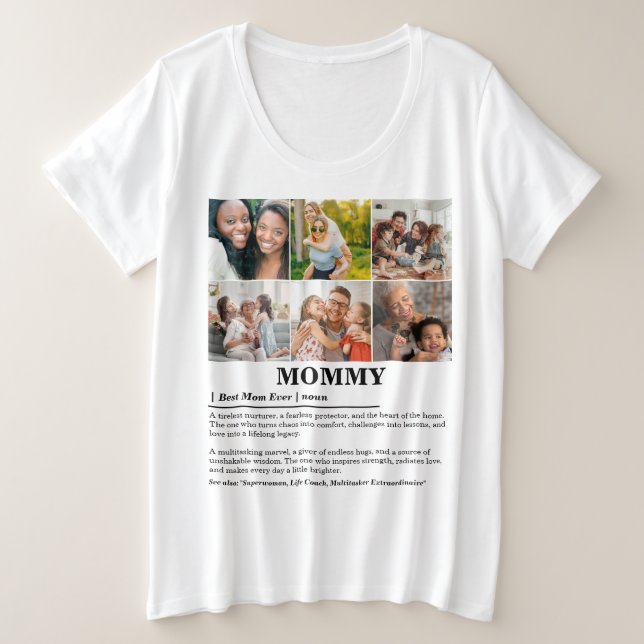 Camiseta Plus Size Colagem de Fotografias Personalizada Definição 6 d (Frente do Design)