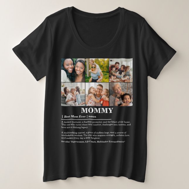 Camiseta Plus Size Colagem de Fotografias Personalizada Definição 6 d (Frente do Design)