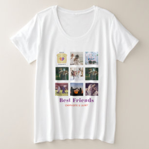 Camiseta Plus Size Colagem Fotográfica BFF Gift Peanutmanteiga Jelly