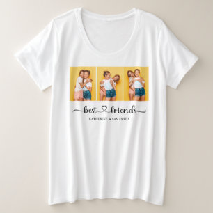 Camiseta Plus Size Colagem personalizada de fotos com 3 melhores amig