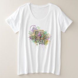 Camiseta Plus Size Colagem Splatter Mardi Gras