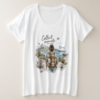 Camiseta Plus Size Coletam-se Momentos Não Coisas Citação de Viagem