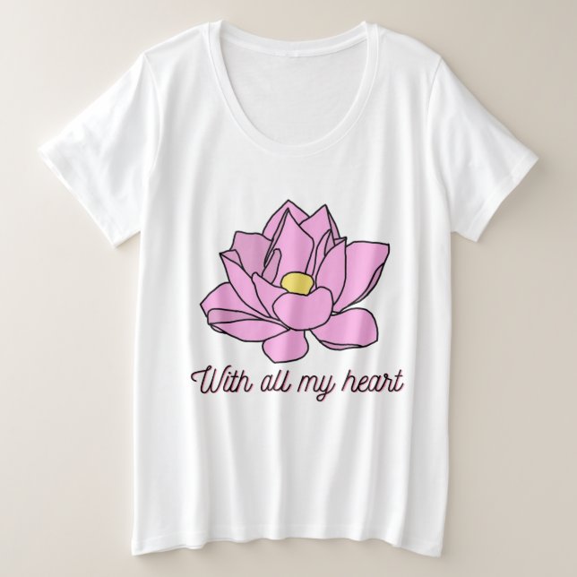Camiseta Plus Size Com Toda Minha Arte Rosa (Frente do Design)