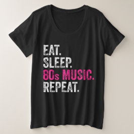 Camiseta Plus Size Coma Sleep 80s Music Repeat T-Shirt