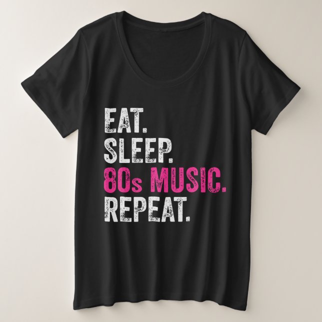 Camiseta Plus Size Coma Sleep 80s Music Repeat T-Shirt (Frente do Design)