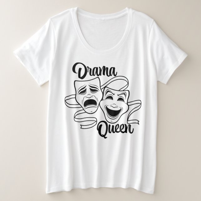 Camiseta Plus Size Comédia E Teatro Tragédia Máscara O Drama Rainha N (Frente do Design)