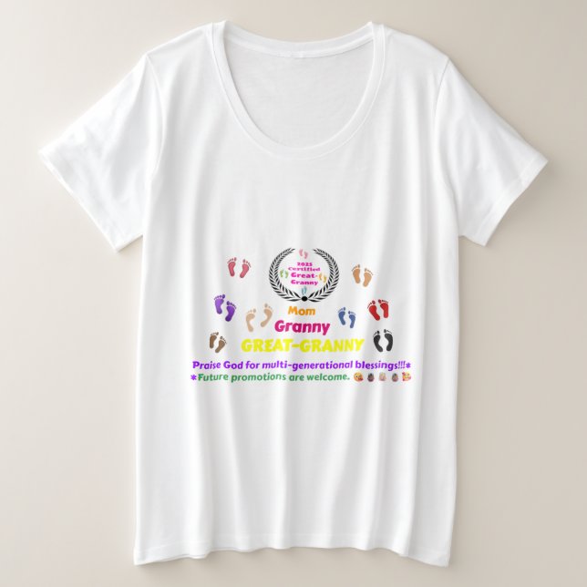 Camiseta Plus Size Comemorativa 2025 Bisavó (Frente do Design)