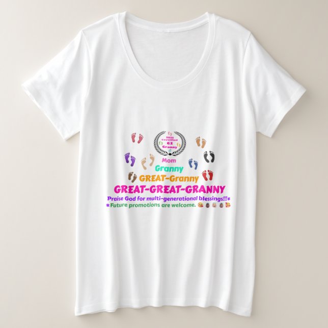 Camiseta Plus Size Comemorativo Avó-Bisavó 2025 (Frente do Design)