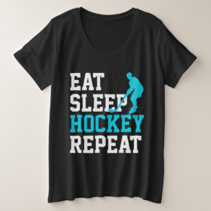 Camiseta Plus Size Comer Dormir Hóquei Repetir