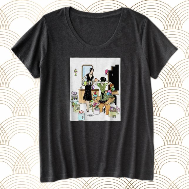 Camiseta Plus Size Comprando chapéus (Criador carregado)