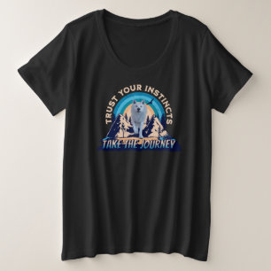 Camiseta Plus Size Confie em Seus Instintos Lobo Ártico