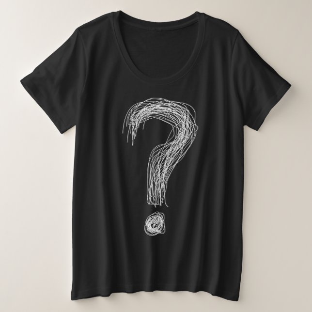 Camiseta Plus Size Confused Scribble Question Mark Chaos Overthinking (Frente do Design)