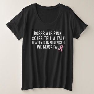 Camiseta Plus Size Conscientização sobre o Câncer de Mama Força, Cica