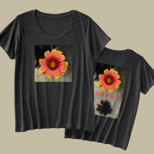 Camiseta Plus Size Cor Brilhante Laranja Gaillardia Girassol