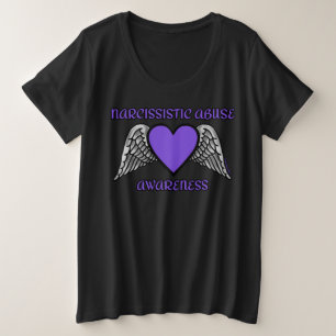 Camiseta Plus Size Coração/Asas...Abuso Narcisista