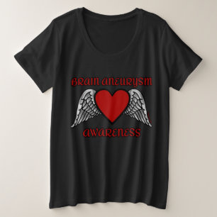 Camiseta Plus Size Coração/Asas... Aneurisma Cerebral