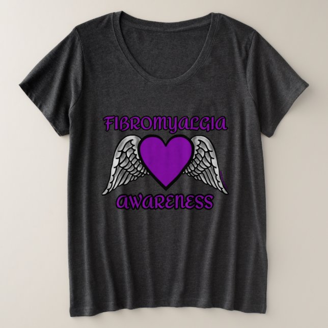 Camiseta Plus Size Coração/Asas...Fibro (Frente do Design)