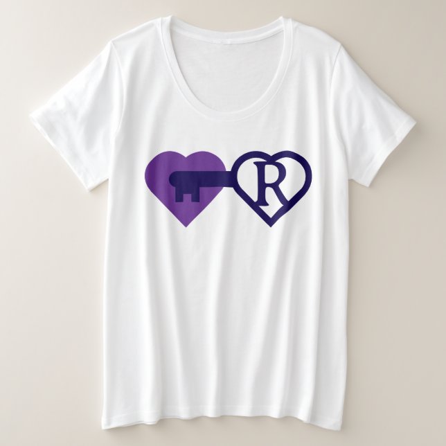 Camiseta Plus Size Coração e chave (Frente do Design)