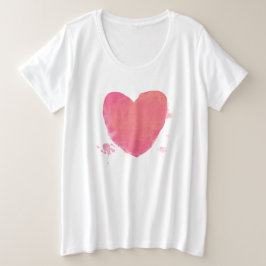 Camiseta Plus Size Coração Fofo Rosa
