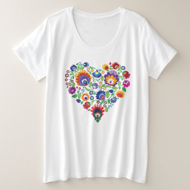 Camiseta Plus Size Coração popular 💖 novo (Frente do Design)