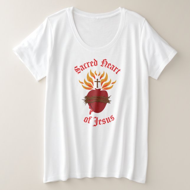 Camiseta Plus Size Coração Sagrado de Jesus (Frente do Design)