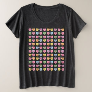 Camiseta Plus Size Corações de doce de conversa personalizados engraç