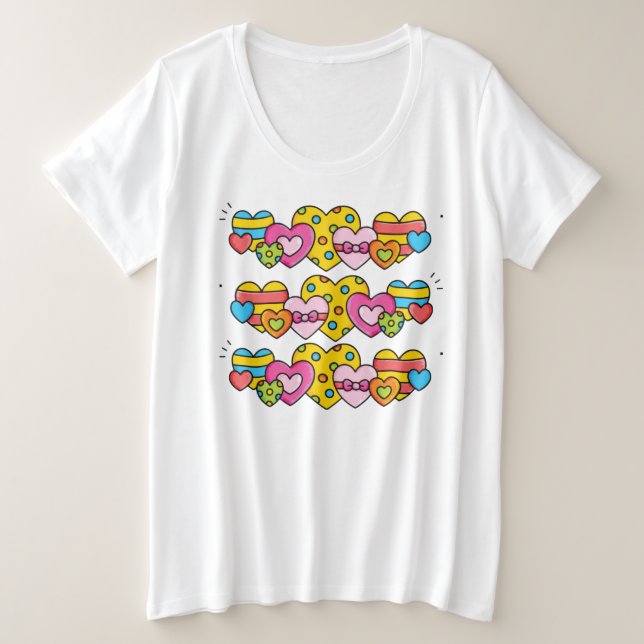 Camiseta Plus Size Corações de São Valentim (Frente do Design)
